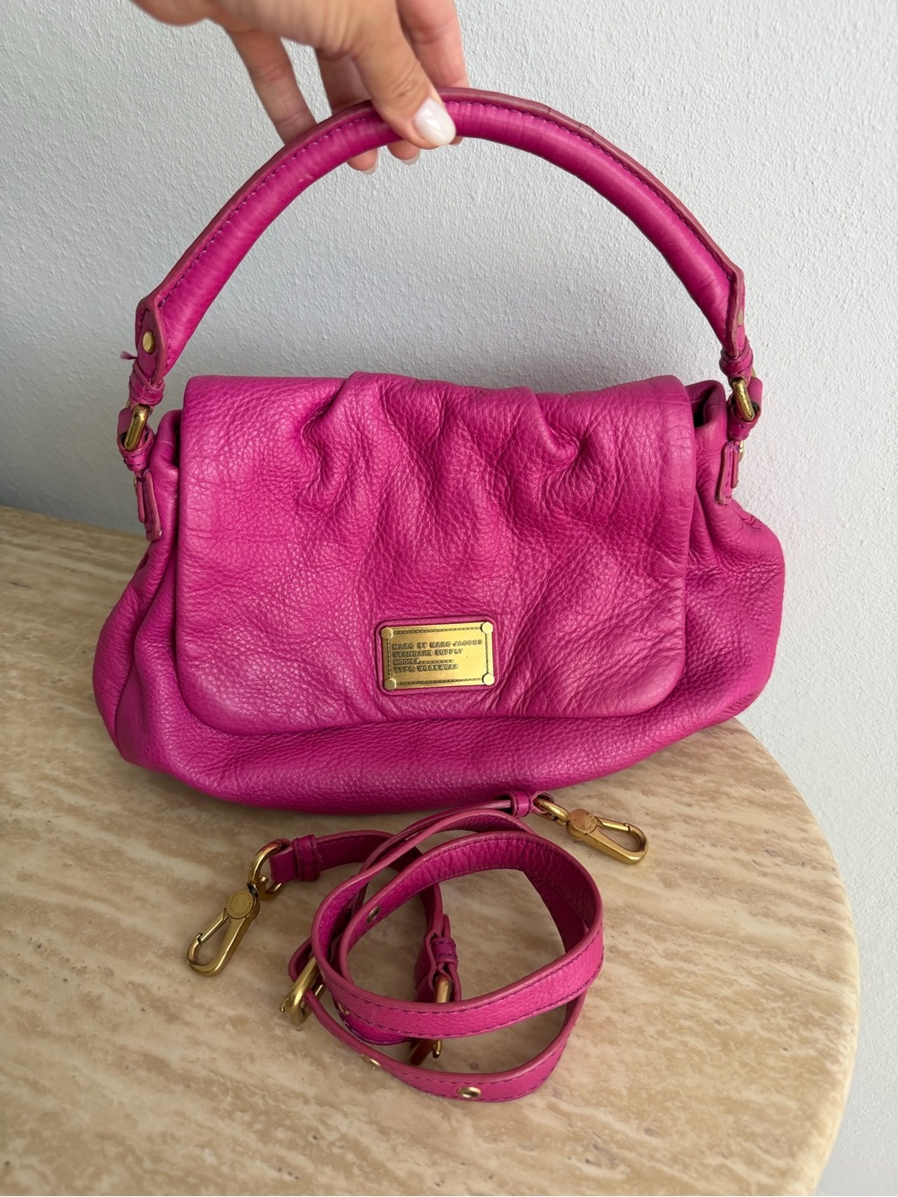 Marc Jacobs Fuchsia Leather Top-Handle Shoulder Bag